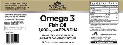 Omega 3 Fish Oil 1,000 mg with EPA & DHA label