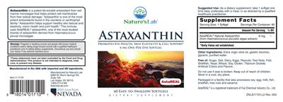 Astaxanthin 6 mg label