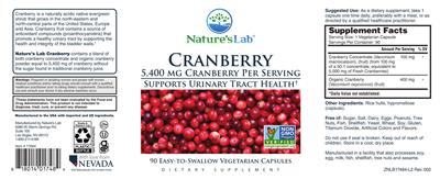 Cranberry 5,400 mg label
