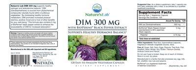 DIM 300 mg With BioPerine Black Pepper Extract label