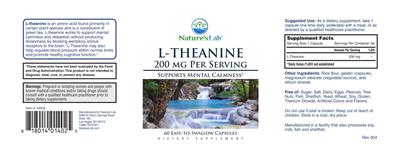L-Theanine 200 mg label