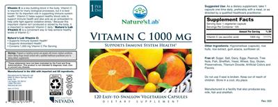 Vitamin C 1000 mg label