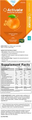 Activate Immune Complex For Kids Orange Flavored label