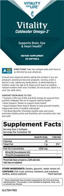 Vitality Coldwater Omega-3 label
