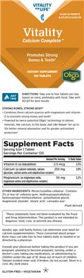 Vitality Calcium Complete label