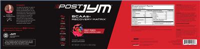 Post JYM BCAAs+ Recovery Matrix Fruit Punch label