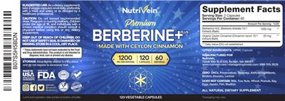 Premium Berberine+ Plus 1200 mg label