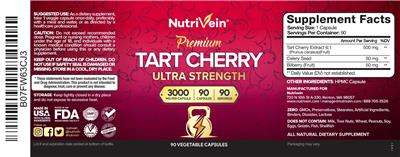 Premium Tart Cherry Ultra Strength 3000 mg label