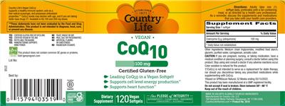 Vegan CoQ10 100 mg label