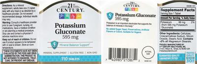 Potassium Gluconate 595 mg label