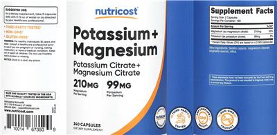 Potassium 99 mg + Magnesium 210 mg label