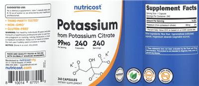 Potassium 99 mg label
