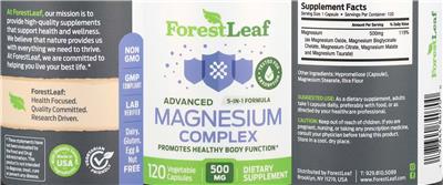 Advanced Magnesium Complex 500 mg label