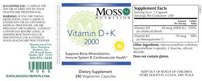 Vitamin D + K 2000 label