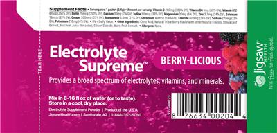 Electrolyte Supreme Berry-Licious label