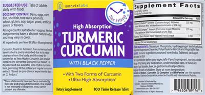 High Absorption Turmeric Curcumin label