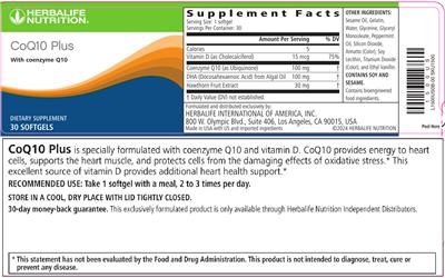 CoQ10 Plus label