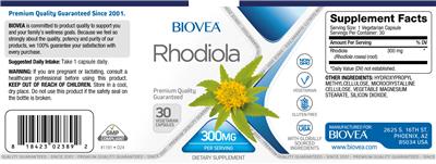 Rhodiola 300 mg label
