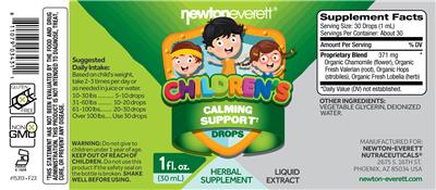 Children's Calming Support Drops label