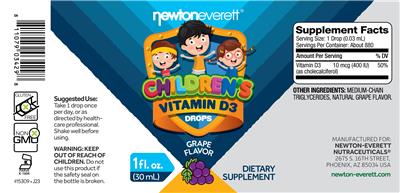 Children's Vitamin D3 Drops Grape Flavor label