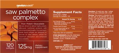 Saw Palmetto Complex 125 mg label