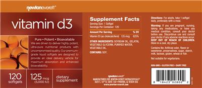 Vitamin D3 125 mcg (5,000 IU) label