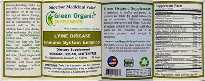Lyme Disease Immune System Enhancer label