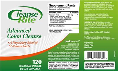 Cleanse Rite Advanced Colon Cleanse label