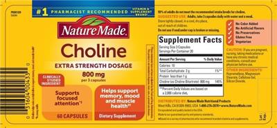 Choline 800 mg label