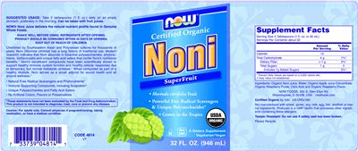 Certified Organic Noni SuperFruit label