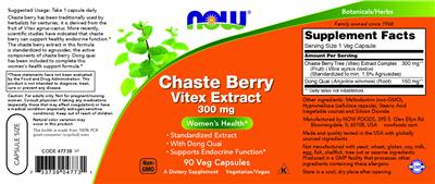 Chaste Berry Vitex Extract 300 mg label