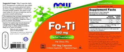 Fo-Ti 560 mg label