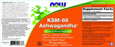 KSM-66 Ashwagandha label