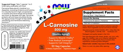 L-Carnosine 500 mg label