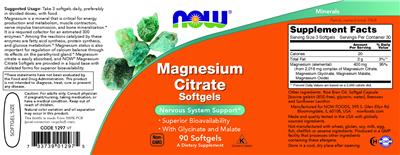 Magnesium Citrate Softgels label