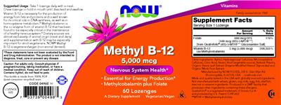 Methyl B-12 5,000 mcg label