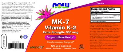 MK-7 Vitamin K-2 Extra Strength - 300 mcg label