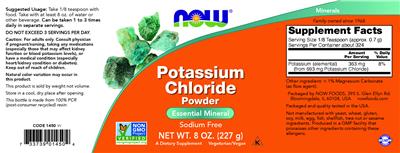 Potassium Chloride Powder label