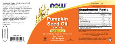 Pumpkin Seed Oil 1000 mg label