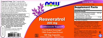 Resveratrol 200 mg label