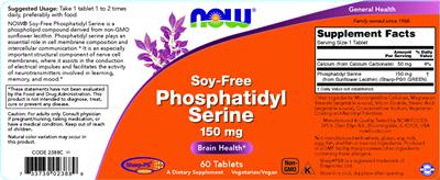 Soy-Free Phosphatidyl Serine 150 mg label