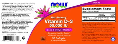 Vitamin D-3 50,000 IU label