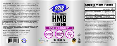 Double Strength HMB 1000 mg label