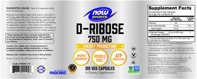 D-Ribose 750 mg label
