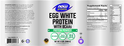 Egg White Protein with BCAAs Unflavored label