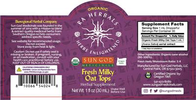 Organic Fresh Milky Oat Tops label
