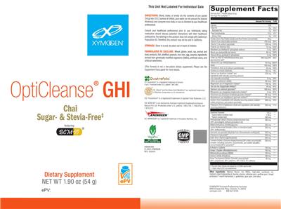 OptiCleanse GHI Sugar-& Stevia-Free Chai label