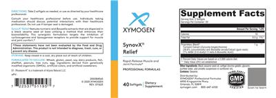 SynovX Relief label
