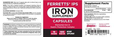 Ferretts IPS Iron Supplement Capsules 18 mg label