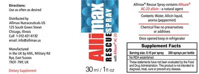 Rescue Spray label